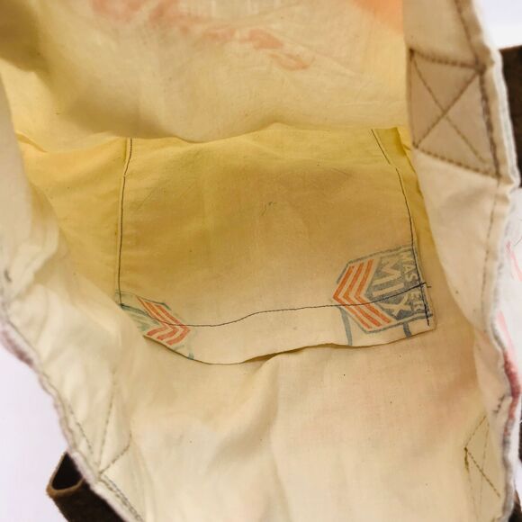 Ephemera Tote Bag with Leather Crossbody Strap, Vintage, Reclaimed Feedsack - Picture 3 of 5